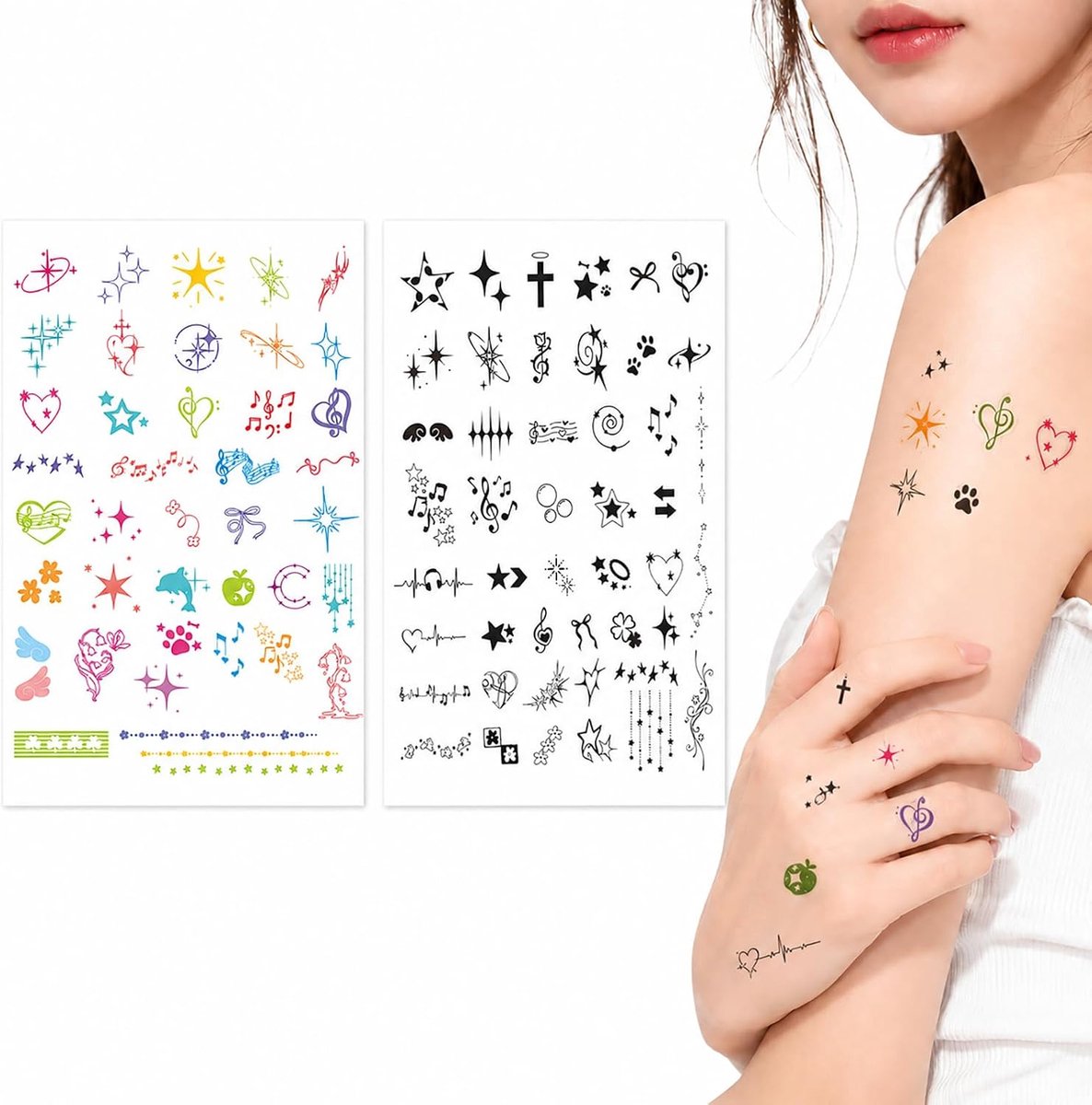 Tijdelijke Tatoeages Voor Vingers Kleine Mini Nep Tijdelijke Vinger Tattoo Kleine Frisse Hand Tij-delijke Tatoeages Klein Patroon Voor Vingers, Handen, Gezicht, Hals