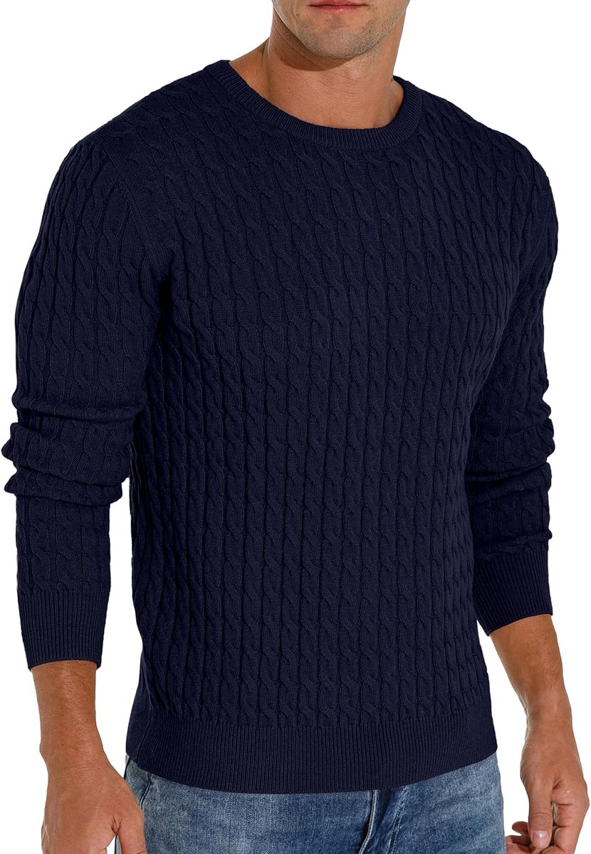Heren winter kabel gebreide truien casual ronde hals warme lange mouwen pullover trui tops voor mannen
