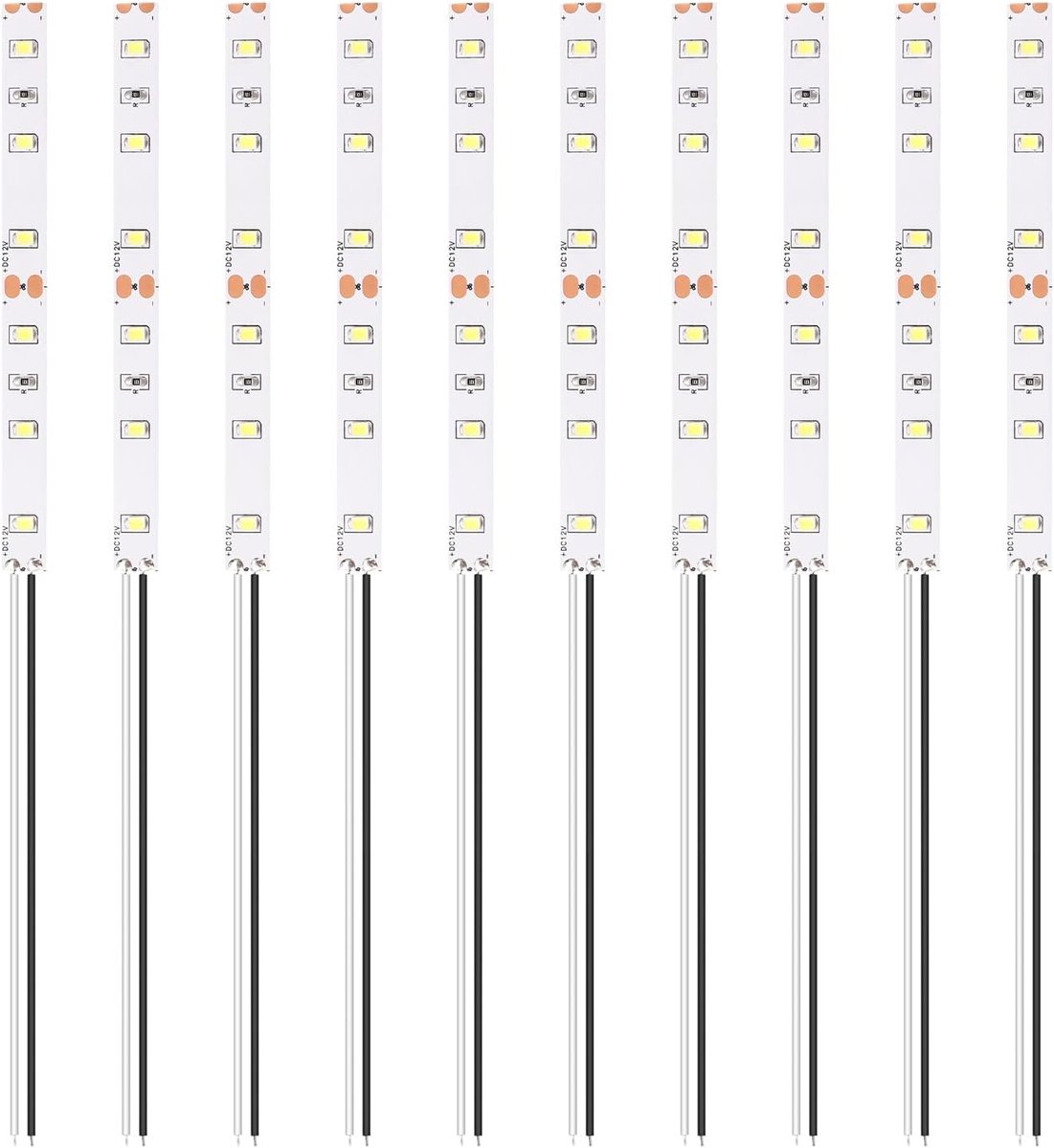 10 Stuks 100mm 12V - 18V Voorbedrade Strip, 2835 SMD LED Modelspoor LED-verlichting, LED-lamp Zelfklevend Flexibel, Wit