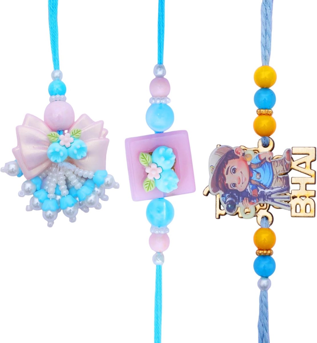 Bhaiya Bhabhi set van 3 familie set broer Bhabhi Rakhi Lumba set paar draad Raksha Bandhan set armband Rakhee cadeaubon pakket voor broer zus Indiaas traditioneel festival Rakhee