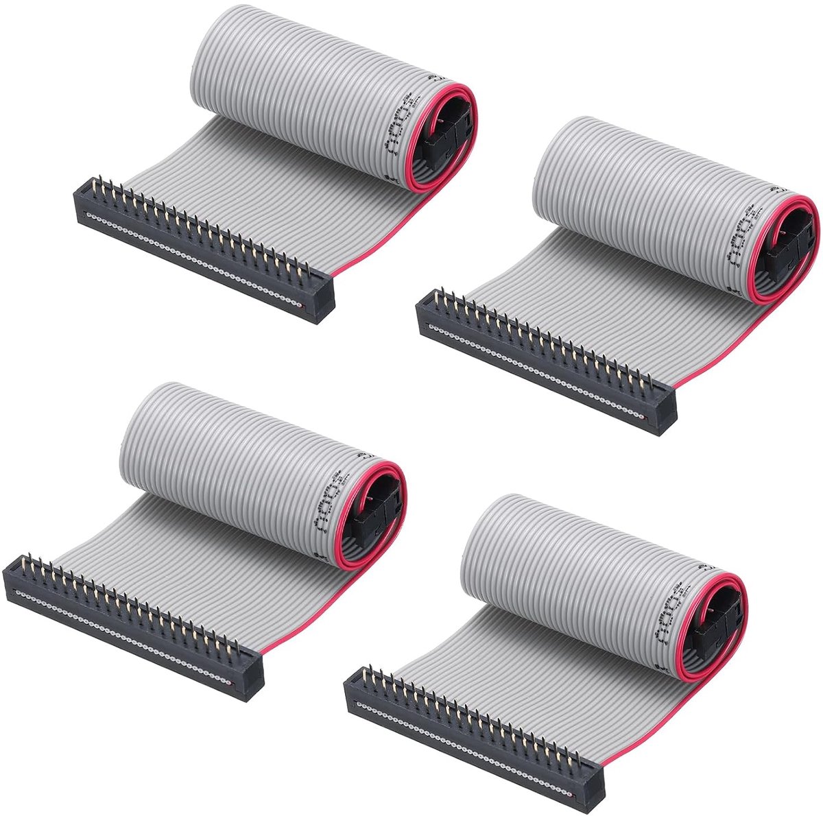 Platte lintkabel, FC/FD-aansluiting, type A, 40-polig, 2,54 mm pitch, lengte 0,2 m, grijs, 4 stuks