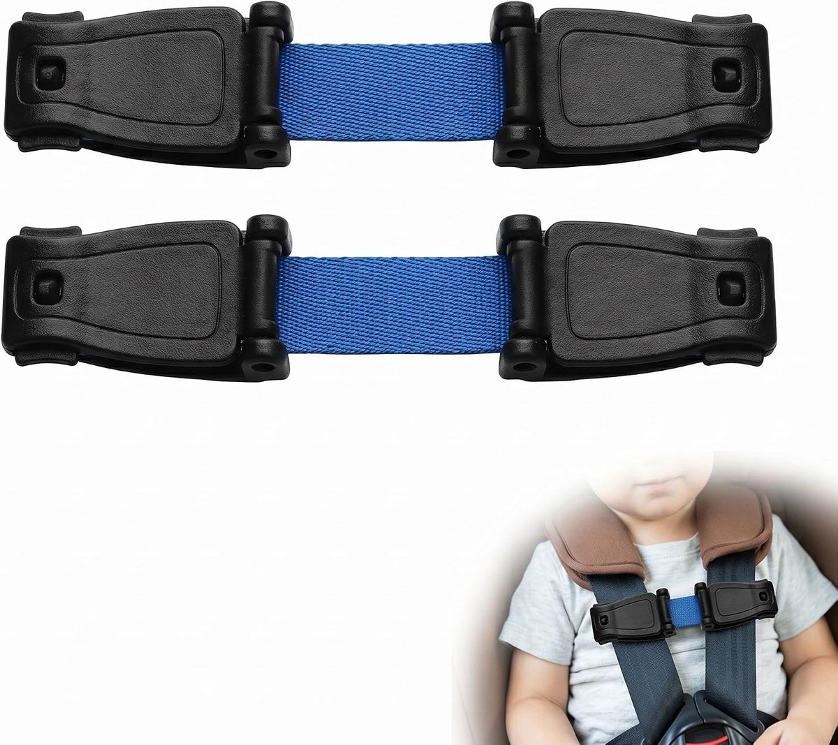 2 stuks gespbescherming kinderzitje - kinderzitje gordelbeveiliging voor kinderen, gordelbeveiliging kinderen gespclip, blauw, breedte voor gangbare veiligheidsgordels in de auto
