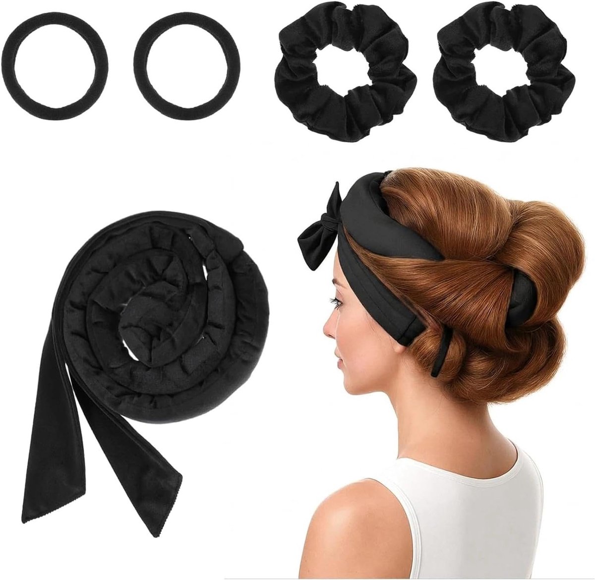 5 stuks Velvet Heatless Hair Curler voor 's nachts krullen