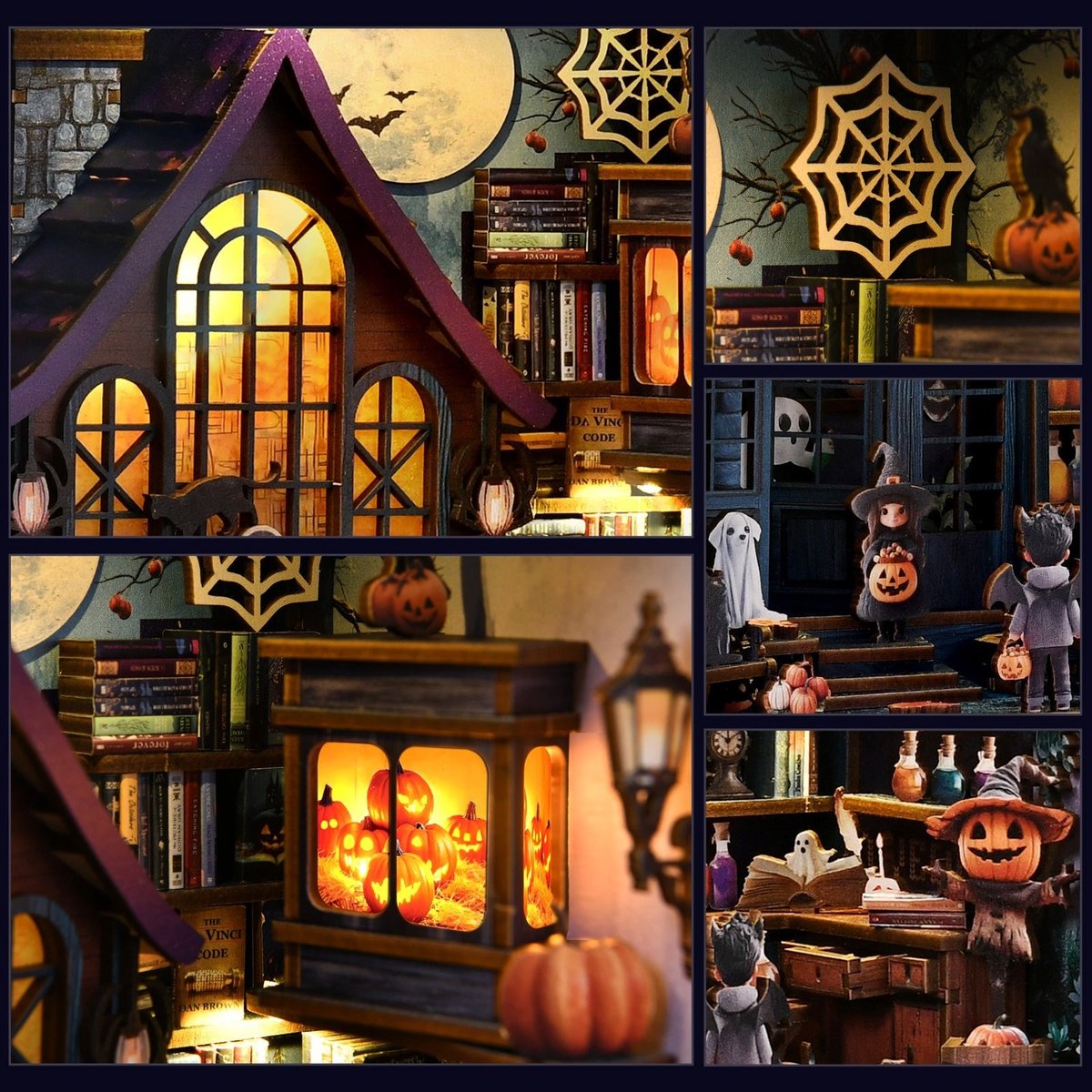 Booknook Magische Nacht bij het Kasteel - 3D Puzzel met Handleiding - DIY - Miniatuur Modelbouw Hout Kinderen en Volwassenen - Houten bouwpakket - Assemblr