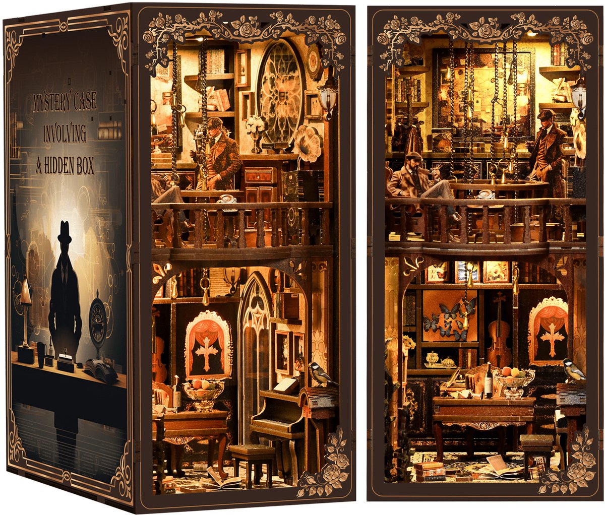 Booknook Dark Box Mystery Case - 3D Puzzel met Handleiding - DIY - Miniatuur Modelbouw Hout Kinderen en Volwassenen - Houten bouwpakket - Assemblr
