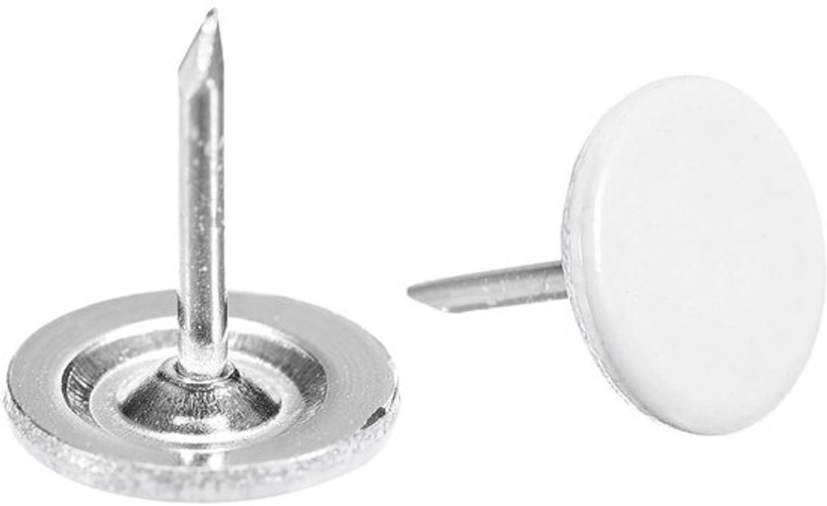 Bekledingsspijkers - Duimspijkers Decoratiepinnen - Meubels Stofferen - Platte Kop - 11x13 mm - Wit