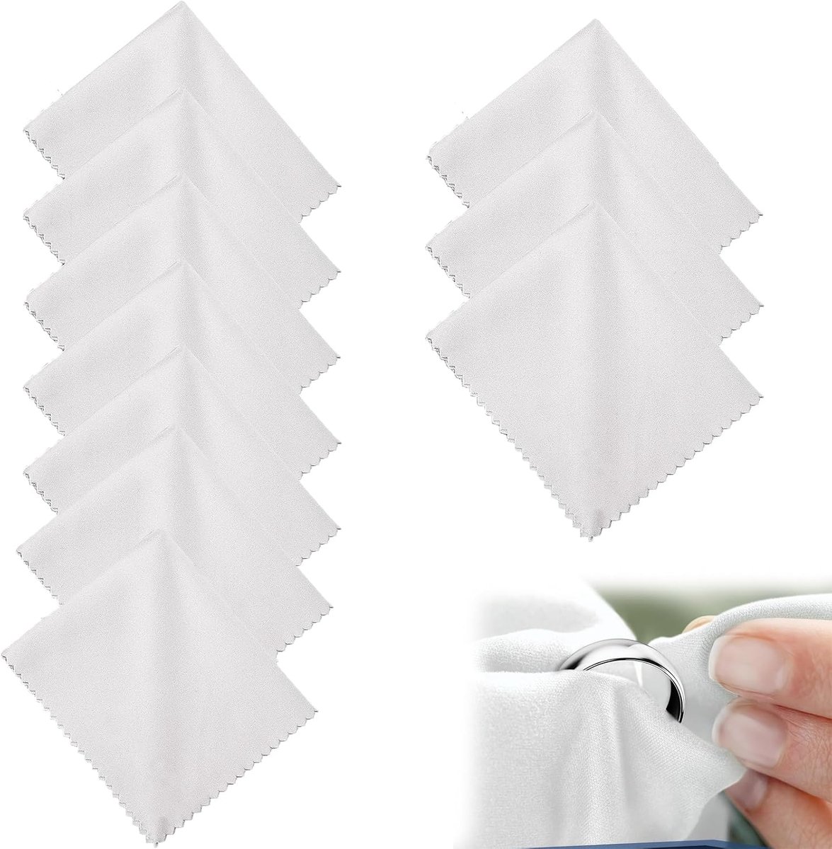 10 stuks zilverpoetsdoeken voor sieraden, 12 x 12 cm, zilverdoek voor sieraden, bestek en munten, zilveren poetsdoek voor onderhoud en reiniging van echt zilver, zilveren sieraden