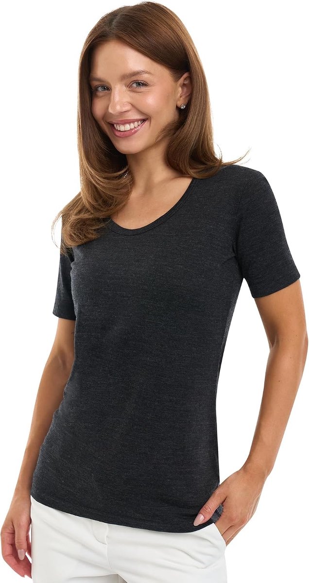 Merinowol Shirt Dames - 100% Merinowol Basislaag Dames Korte Mouw T-shirt