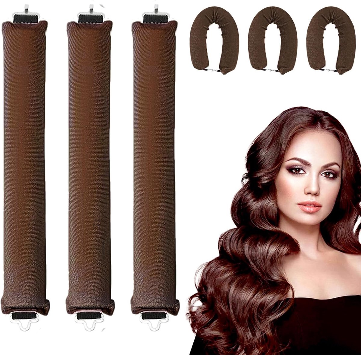 3-delige Set van Heatless Curlers voor Nachtelijke Krullen, Zachte Krulspelden met Haak, Ideaal voor Gezond en Veiliger Krullen zonder Hitte