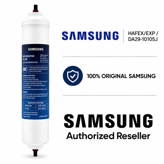 Samsung HAFEX/EXP/DA29-10105J koelkastwaterfilter met NSF-certificering.