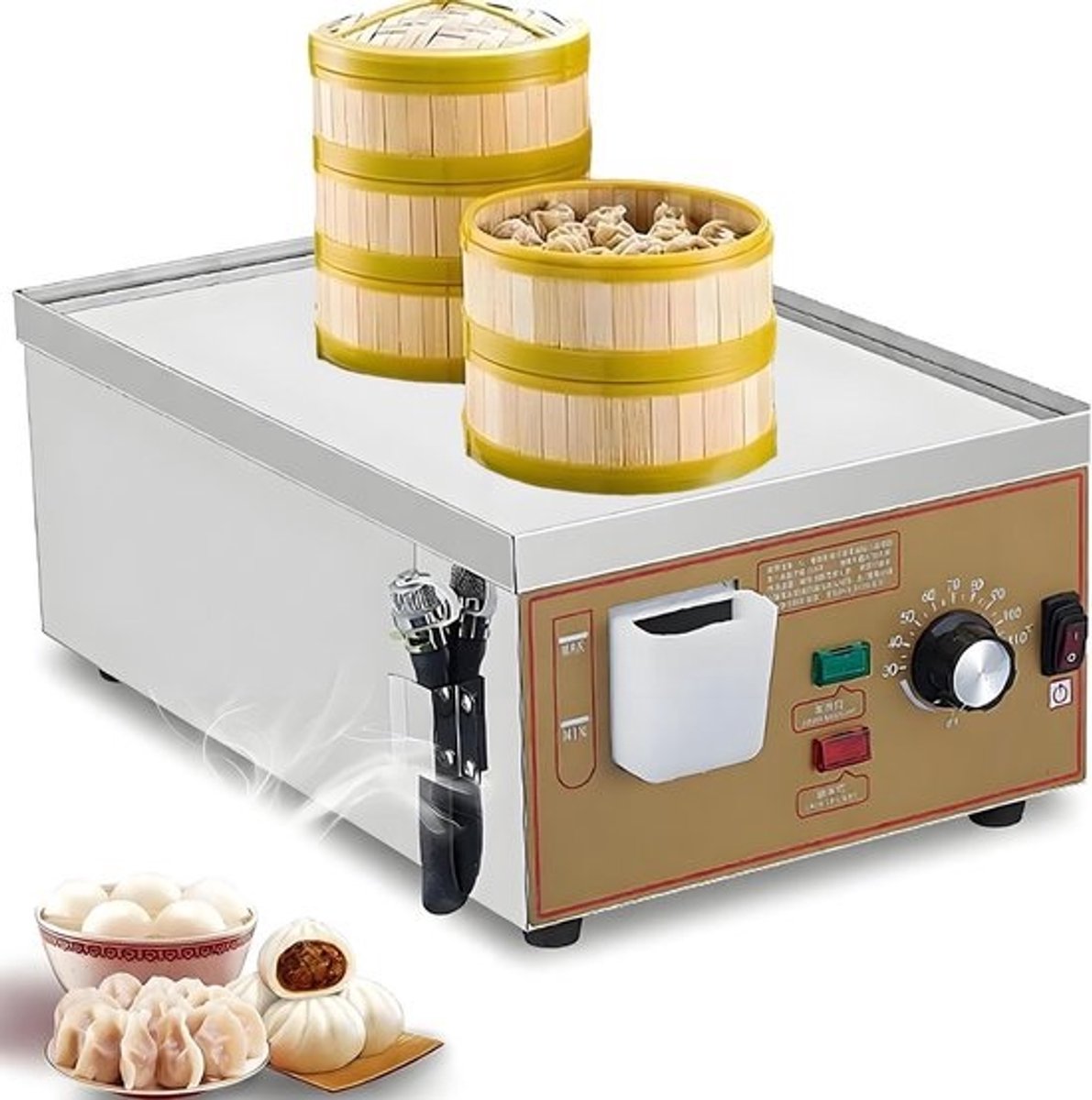 Elektrische Stoommachine - Stoomoven Broodjes - Commercieel Gebruik - Instelbare Temperatuur - 48x29x20cm