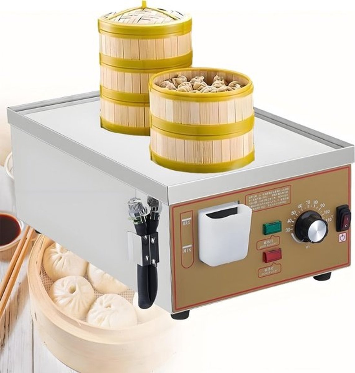 Elektrische Stoomkoker - Stoomapparaat Broodjes - Commercieel Gebruik - Automatisch Alarm - 48x29x20 CM