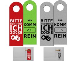 2 stuks deurhangers Bitte nicht storen Ich Gocke, Komm Rein Schild, Bitte nicht Stren Deurbordje voor gamers, vilten deurhanger, coole cadeaus voor tieners, jongens, meisjes, kinderen, gamingkamer, 2 stuks