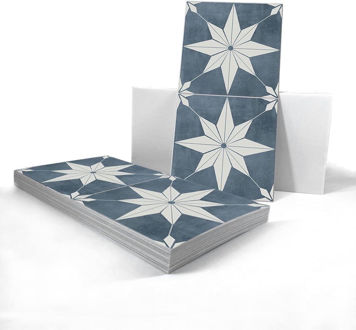 Vinyl vloer of muur tegelsticker, antislip tegel stickers met plakkende achterkant voor keuken, badkamer. Zelfklevende pel-en-plak PVC vloer sticker doe-het-zelf, blauw, 30 x 15 cm x 24