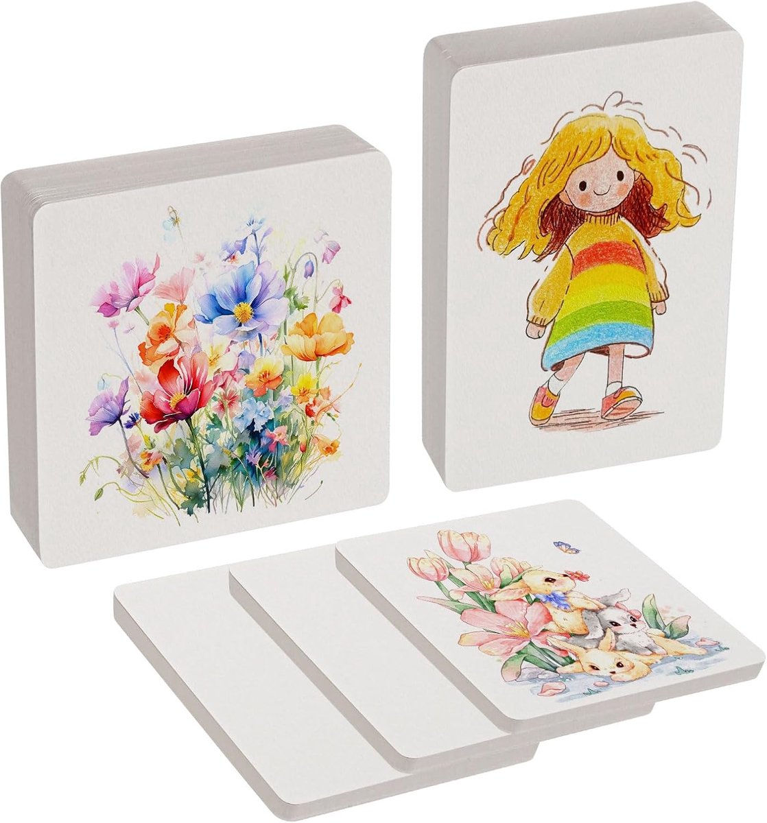 Aquarelpapier, 150 vellen, 300 g/m², aquarelblok, doe-het-zelf, aquarel, ansichtkaarten, blanco waterverfpapier voor aquarel, tekenen en letters, 10 x 10 cm, 10 x 15 cm, 12 x 12 cm