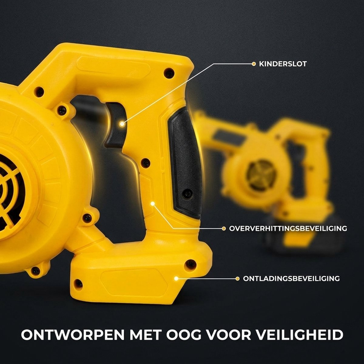 Bladblazer - Draadloze Accu Bladblazer 21V - Koperen Motor - 12.000 rpm - met Kinderslot en Oververhittingsbeveiliging – foto 6