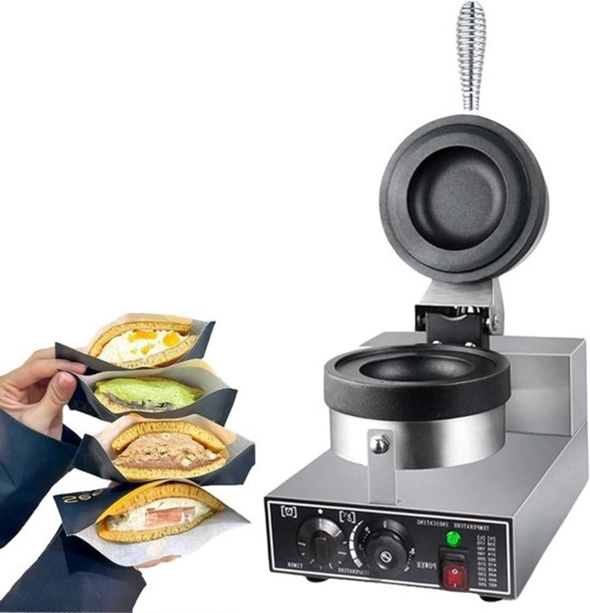 Wafelmaker - Burgerijzer - Broodjes Bakken - Dubbelzijdig Verwarmen - 11.5 cm - Zilverkleurig