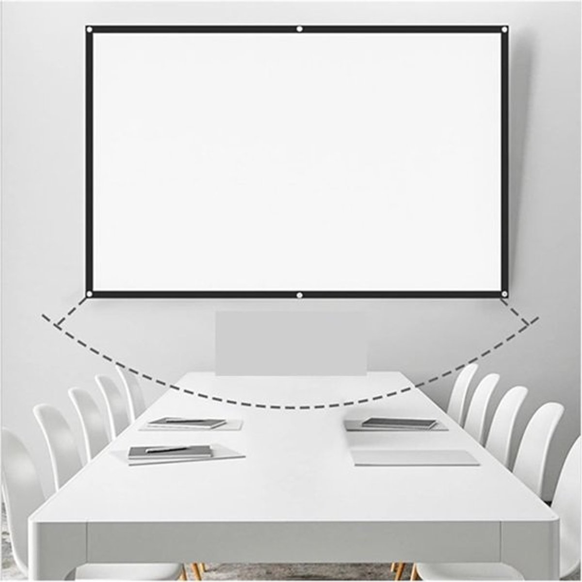 Projectiescherm - Draagbaar Scherm - Thuisbioscoop Creëren - 180 Graden Kijkhoek - 84 Inch - Mat Wit
