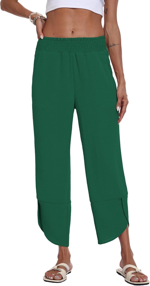 wijde pijpen, stoffen broek, hoge taille, harembroek