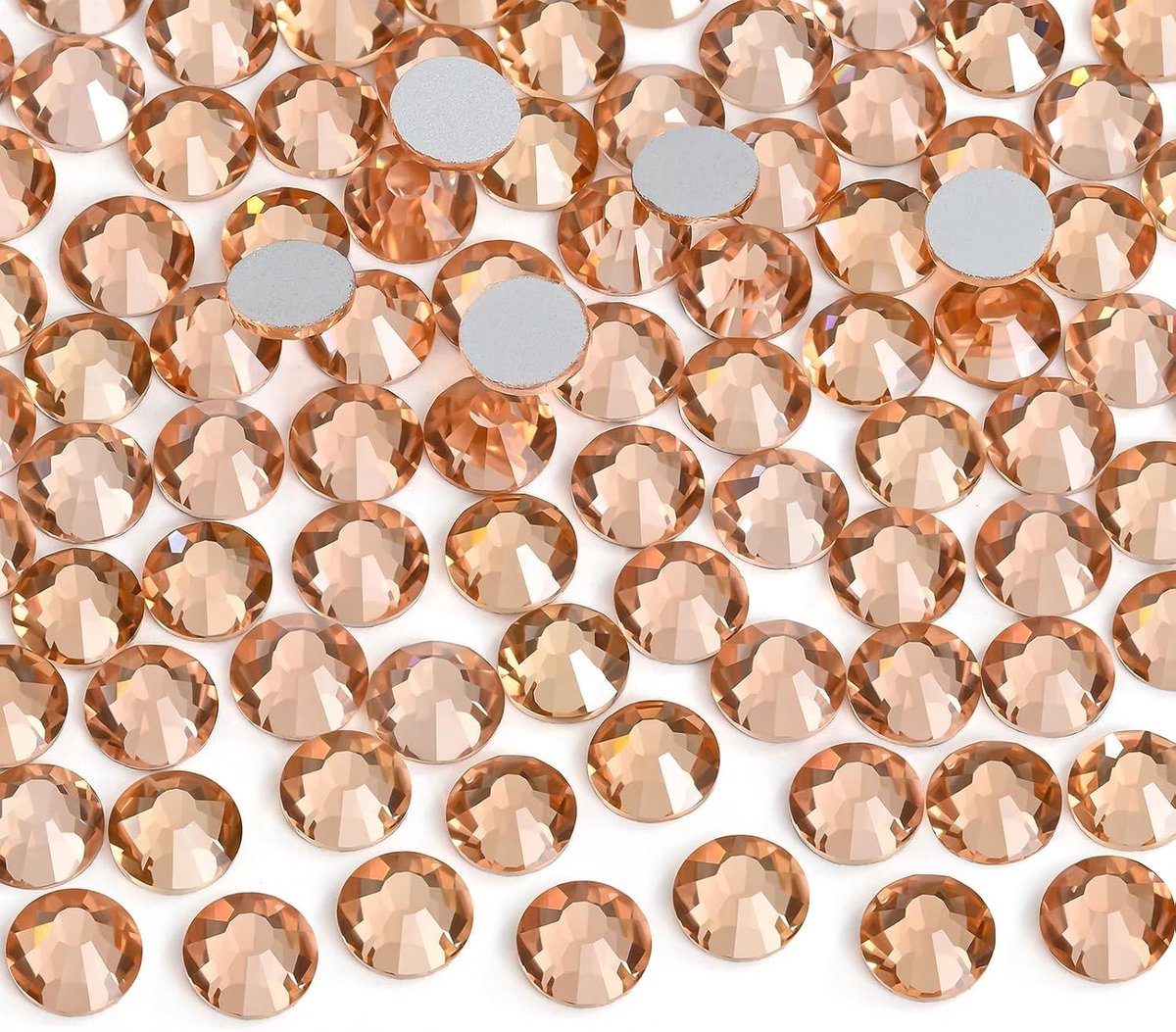 Steentjes platte achterkant strass niet-hotfix glazen edelstenen voor nail art, kleding, telefoonhoesjes, schoenen en doe-het-zelf ambachten 4,8 mm, SS20/1440 stuks, Champagne