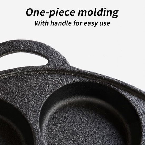 Gietijzeren Koekenpan - Eierpan Platte Pan - Pannenkoeken Bakken - 7 Gaten - 30.5 cm - Zwart — afbeelding 2