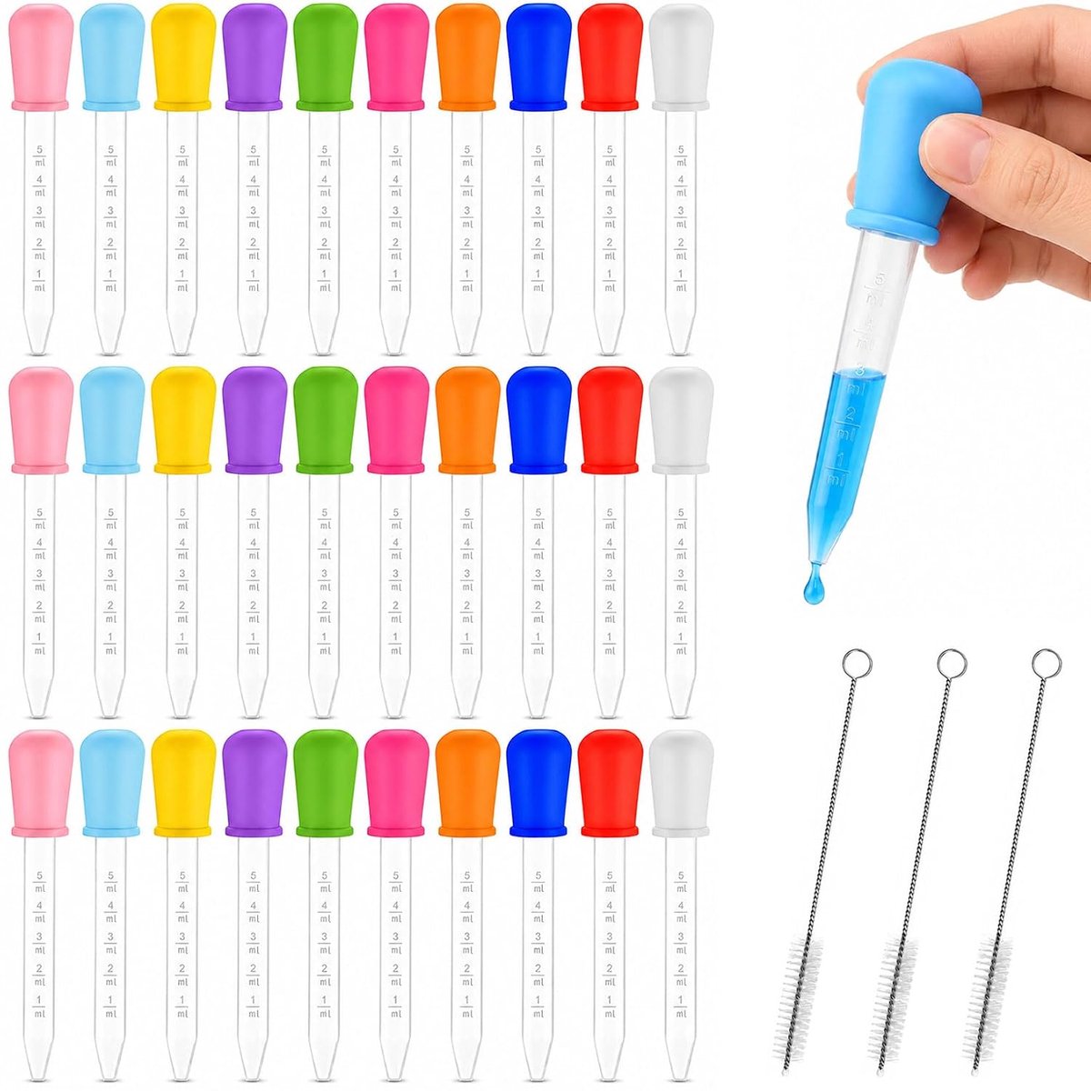30 stuks pipetten met 3 reinigingsborstels