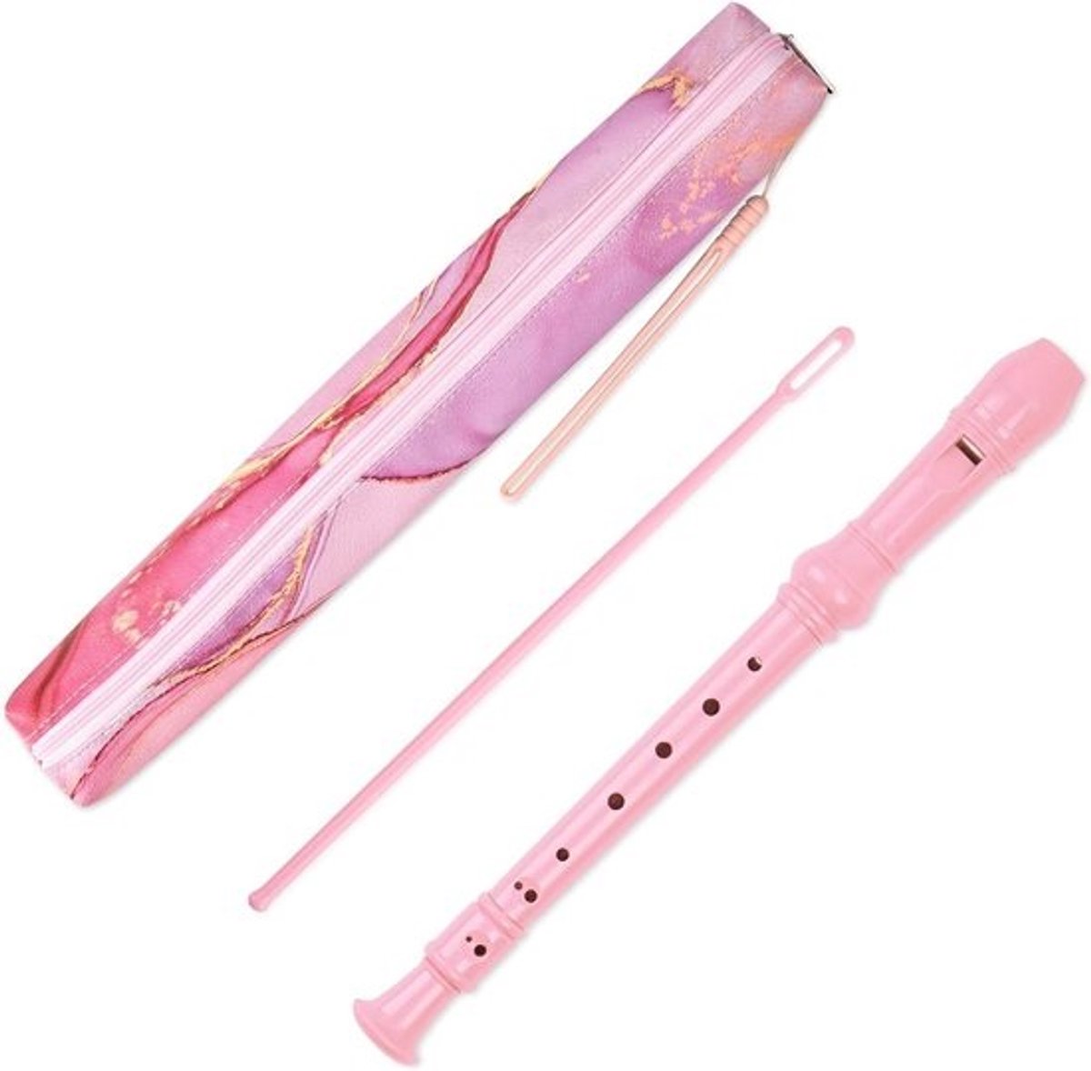 Sopraan Blokfluit - Muziekfluit Recorderinstrument - Muziek Leren Spelen - 8-gaats Descant - Beginnersformaat - Roze