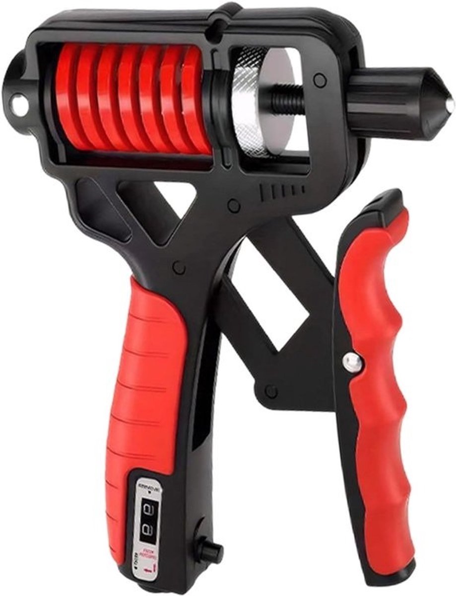 Handgreep Versterker - Handtrainer Krachttraining - Handkracht Opbouwen - Mechanische Teller - Verstelbaar 5-165 kg - Rood