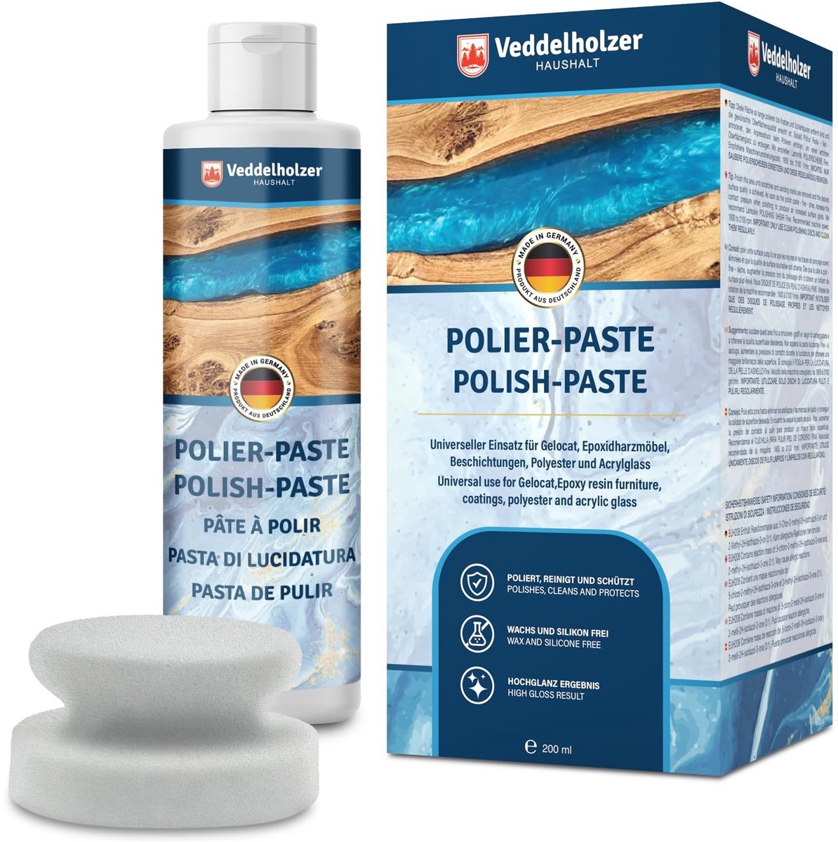 Polijstpasta set - Transparant - Inclusief Polijstspons - Voor Meubels en Kunststofoppervlakken - Universeel Gebruik