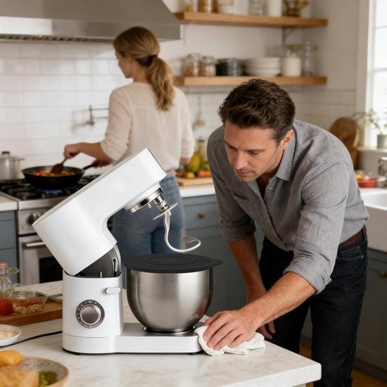 Spatbescherming Mixer - Afdekking Mengkom - Bakken en Koken - Hoge Temperatuurbestendig - 23.5 cm Diameter - Zwart — afbeelding 3