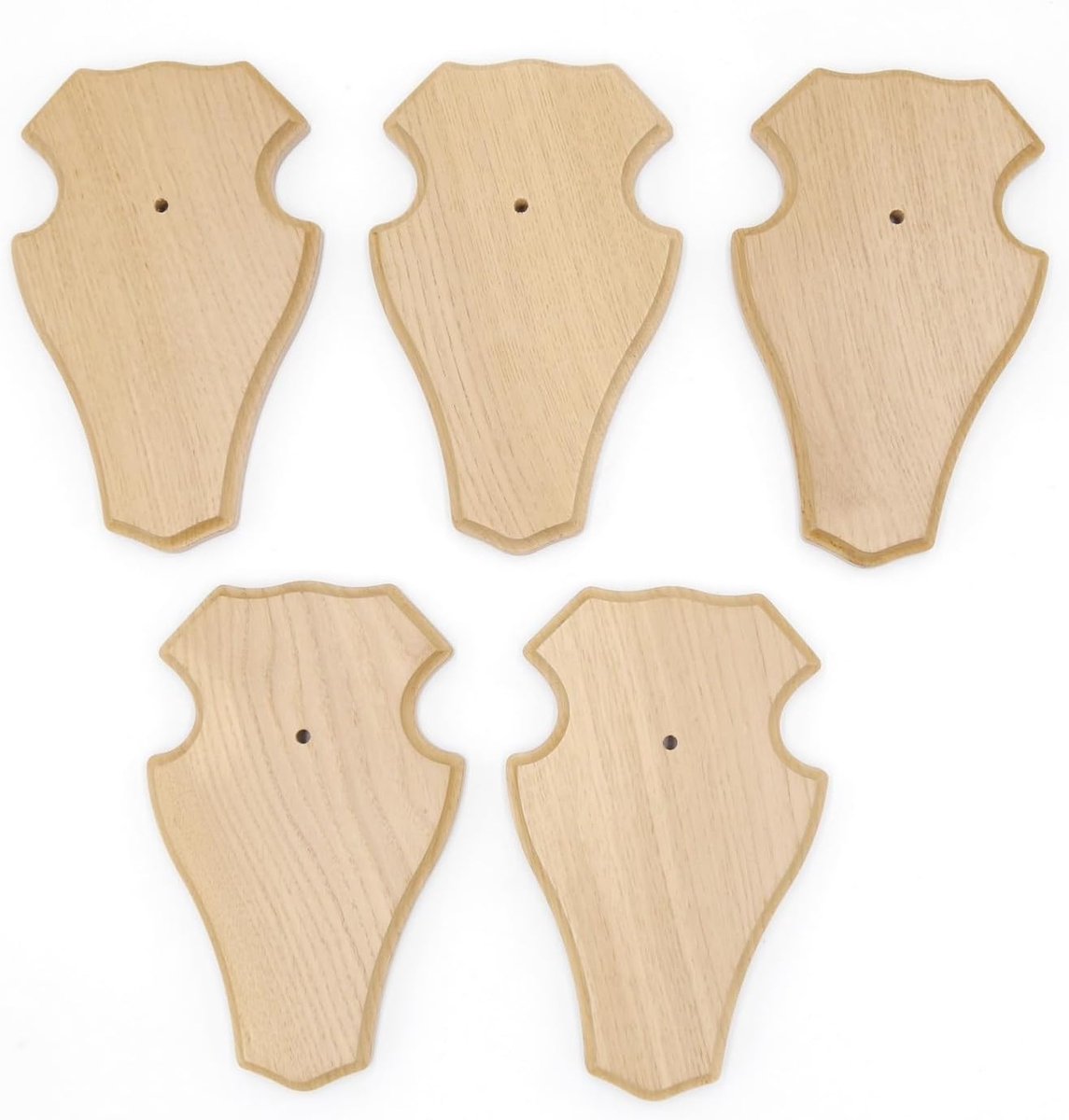 5 stuks REH trofeebordjes stomp klein in eiken licht AF 19 cm x 11 cm