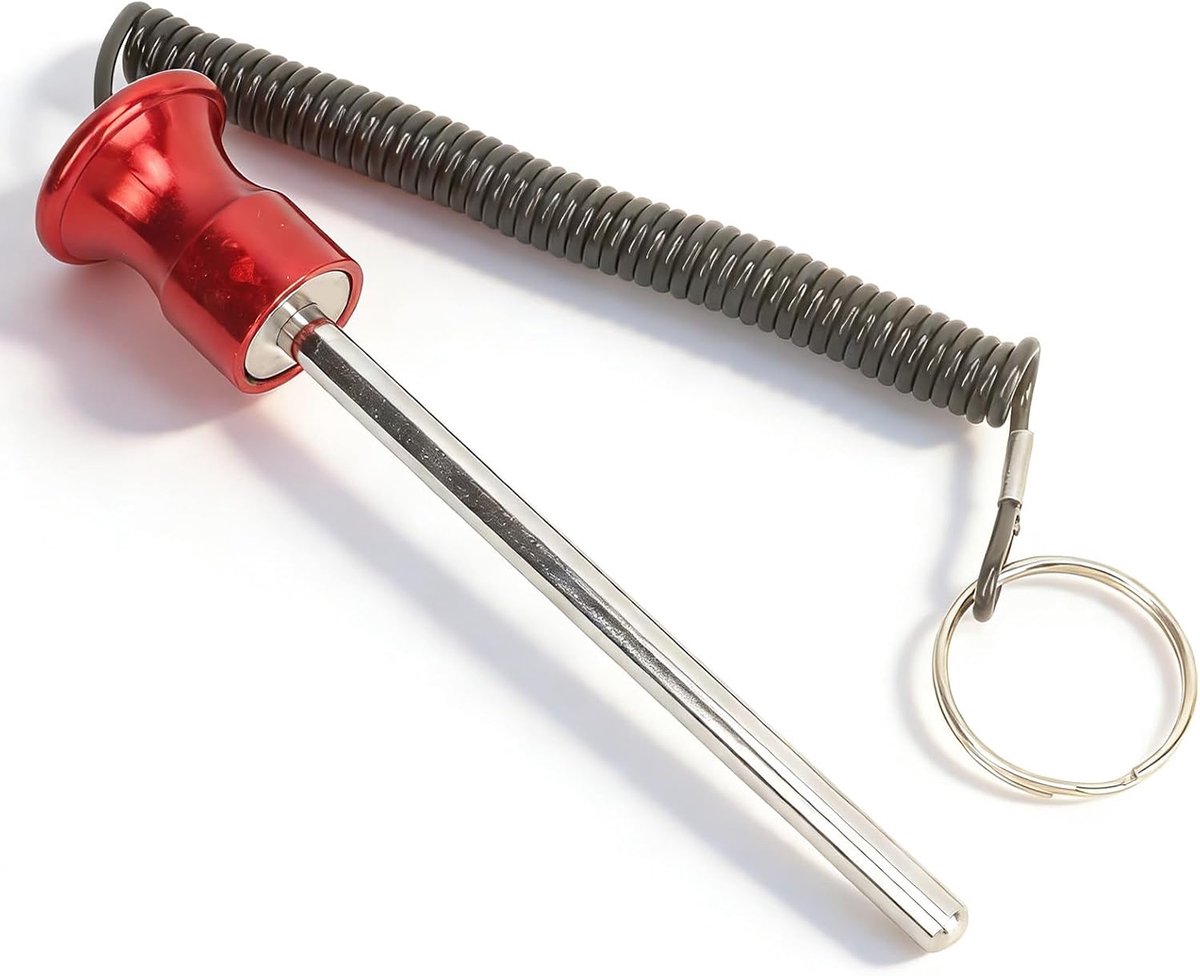 ciciglow Gym gewicht stapel pin, magnetische gewicht machine pin selector lock pin met trektouw, krachttraining apparatuur vervanging gewicht pinnen 8 x 125 mm (rood)