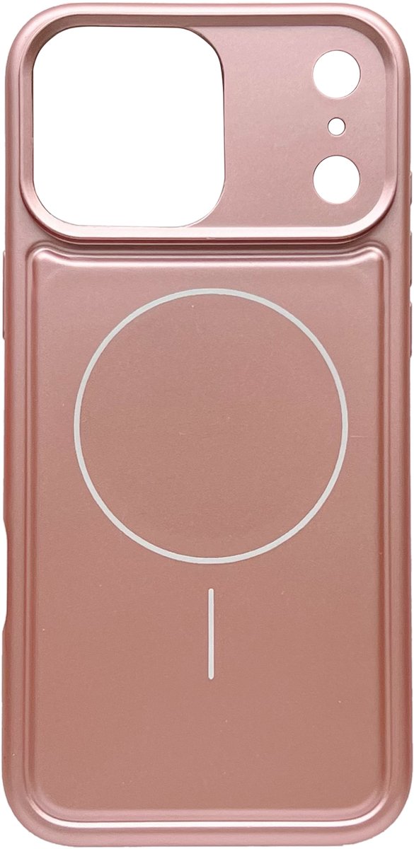 Casemania Hoesje Geschikt voor Apple iPhone 18 Pro Max - Metallic Roze - Matte Siliconen Back Cover - Geschikt voor MagSafe