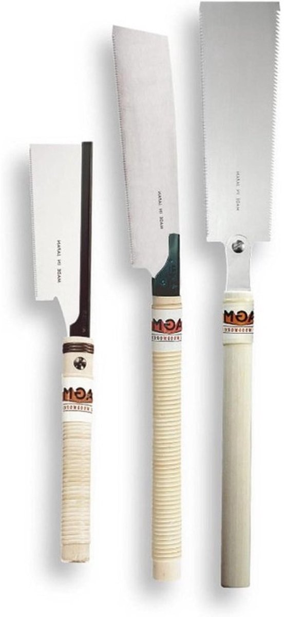 Japanse zaagset - Handzagen set - Hout zagen - 3-delige set - 240 mm - Zilver en roodbruin