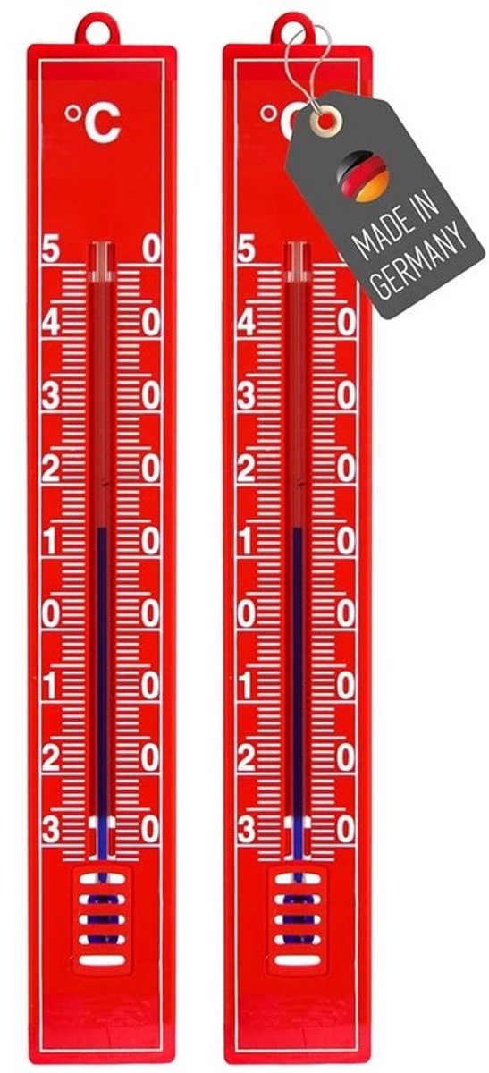 Set van 2 Tuinthermometers Analoog Rood Binnen Buiten Weerbestendig -30°C tot 50°C
