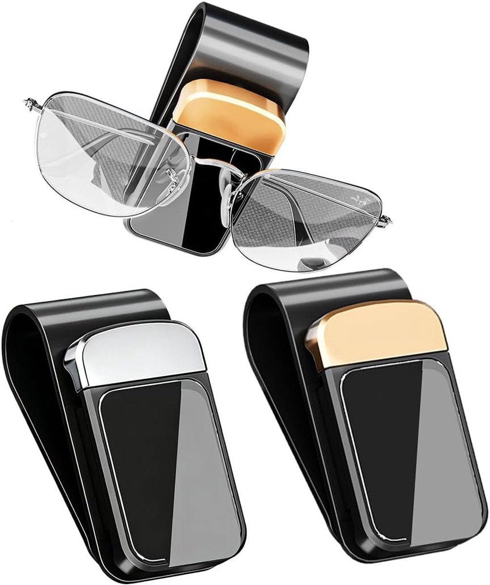 2 stuks Auto Brilhouders voor Auto Interieur Zonnebrilhouders Auto Accessoires Interieur Brilbevestiging Auto Accessoires Cadeau voor Mannen Vrouwen voor Zonneklep Auto
