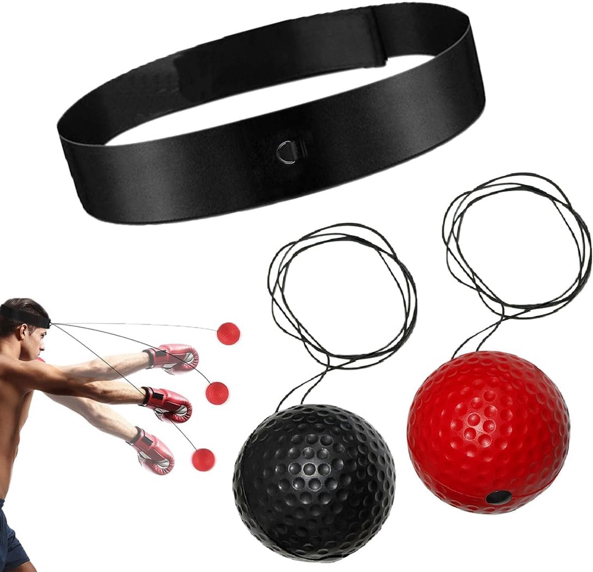 Boksballen met Hoofdband, Reactiebal Boksen, Uitrusting voor Reactie, Agiliteit, Slagsnelheid, Perfect voor Bokstraining