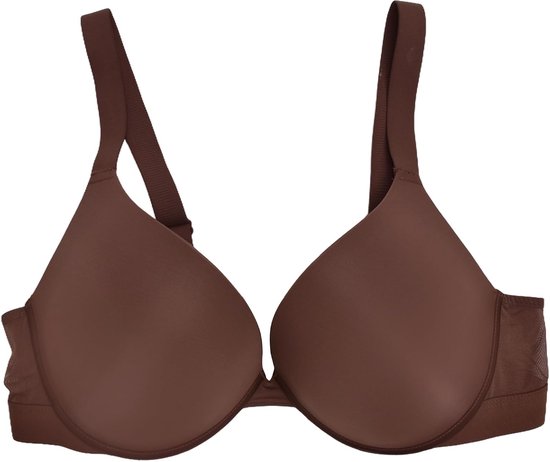 Push-up beha voor dames, met draad en plunge-hals, ademende katoenen inzetstukken, chocoladebruin, comfortabele beha met middensteun en push-up-effect — afbeelding 4