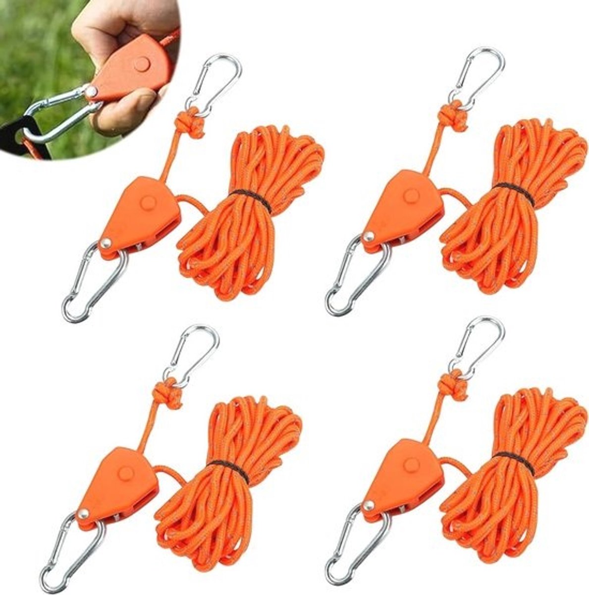 4 Meter Winddicht Outdoor Touw met Ratel - Scheerlijnen Inclusief Kabelspanner voor Camping en Avontuur