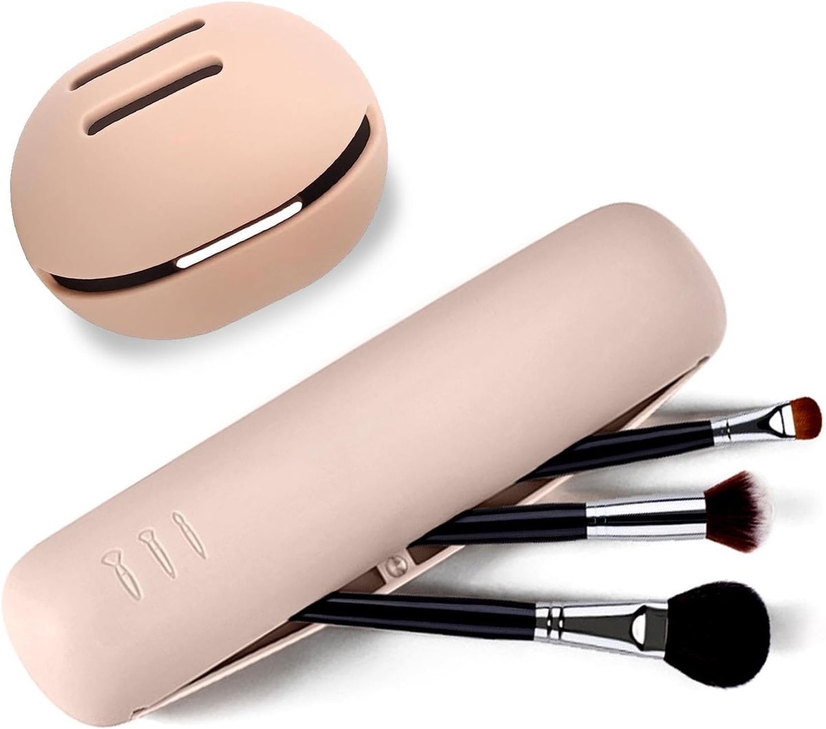 2 STKS Siliconen Make-up Tool Houder, Draagbare Make-up Borstel & Make-up Spons Organizer, Zachte Slanke Onbreekbare Trendy Case voor Reizen