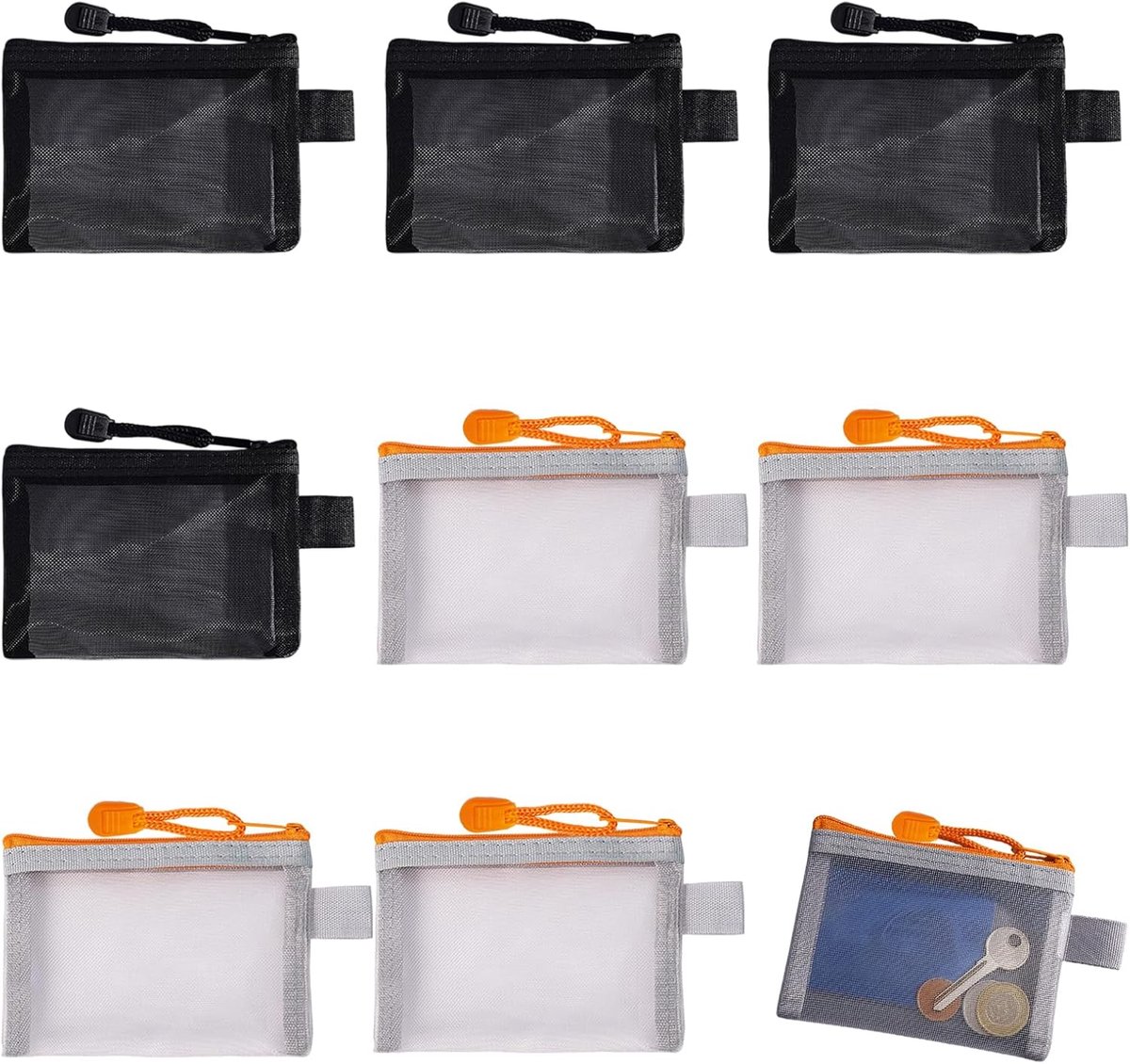 8 stuks mini-netvakken met ritssluiting, kleine mesh cosmeticatas
