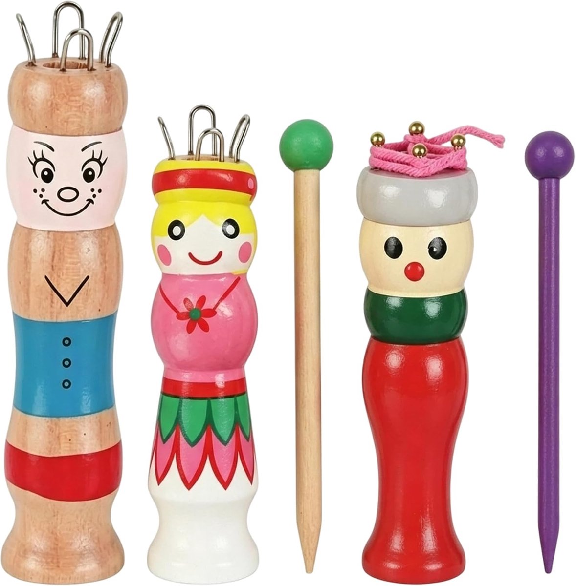 wuqyehr 3-delige set van houten gebreide poppen in 3 designs