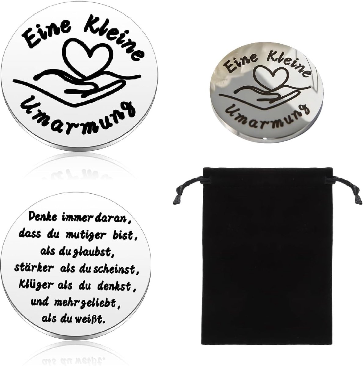 kleine omarming geluksbrenger munt, goede verbeteringsgeschenken, opbeurende geschenken, alles wordt goed cadeau met zwart fluwelen zakje, troostcadeau voor familie, vrienden, patiënten