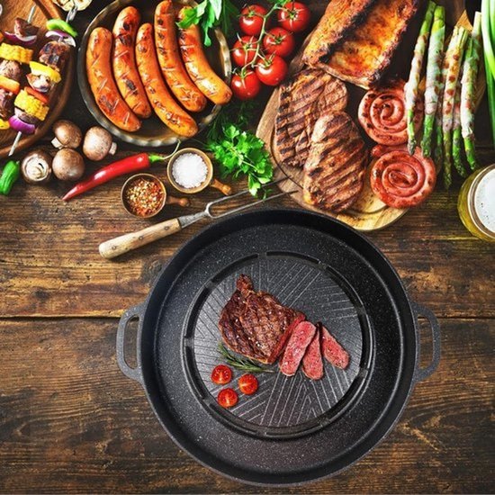 Grillpan en Hotpot - Buiten koken - Gezellig eten - Dubbele functie - 335 cm - Zwart — afbeelding 2