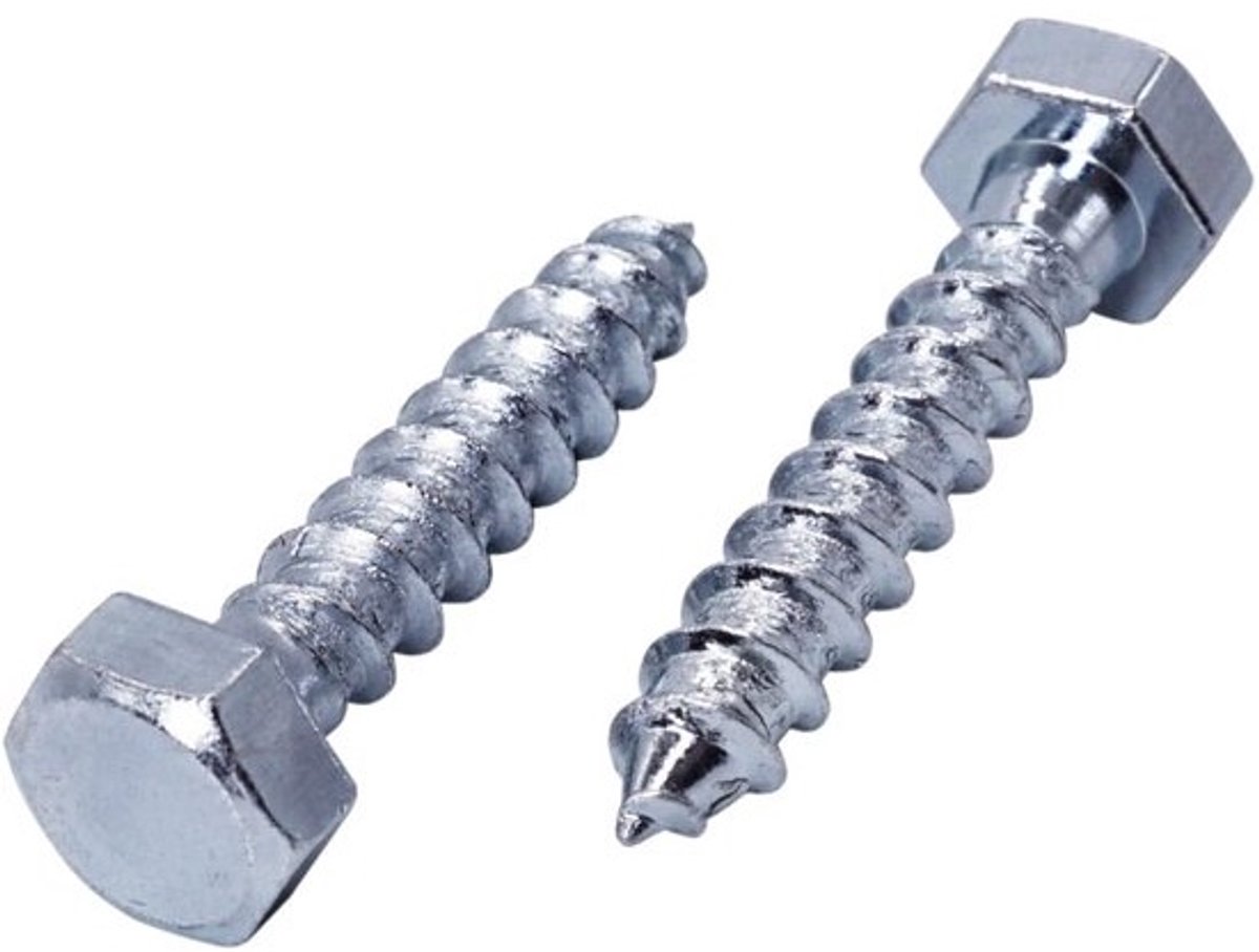 100x Zeskantschroeven M8 x 40 mm Verzinkt Staal - Sterke Constructieschroeven