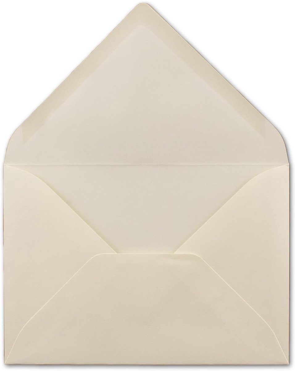 50 DIN B6 enveloppen vanille, 12,5 x 17,5 cm, 80 g/m², natte plakrand, postenveloppen zonder venster voor uitnodigingen