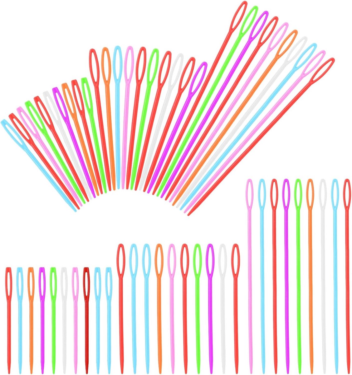 60 stuks plastic naainaalden - groot oog, 6,9/8,9/15,0 cm voor kinderen, doe-het-zelf naaien, handgemaakte ambachten