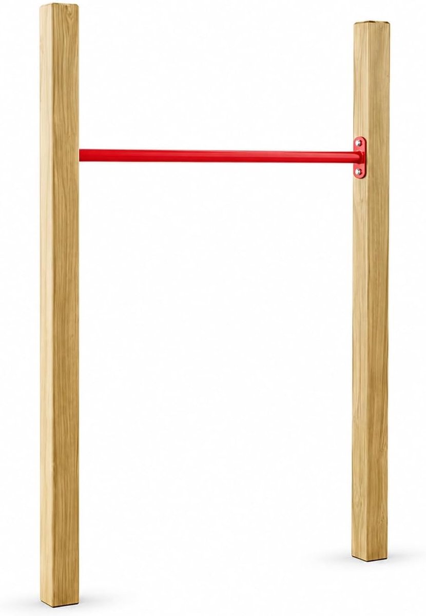Tuin kinderen 1 rek 125 cm, in hoogte verstelbaar speelrek van drukgeïmpregneerd hout, rekstang metaal Ø 33 mm, tot 100 kg, outdoor klimrek met 2 palen