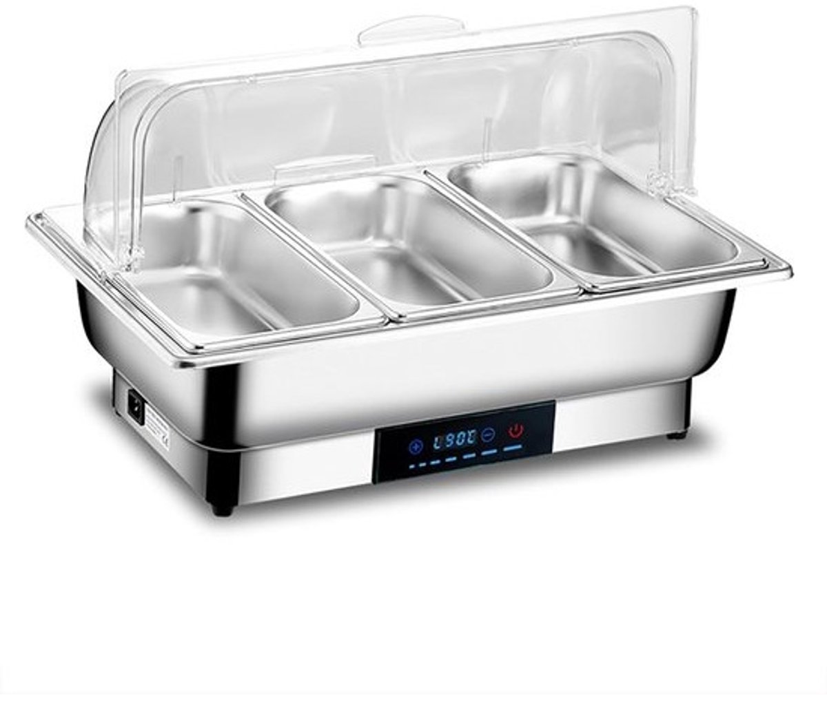 Buffet Warmhoudset - Voedselwarmer Set - Feestelijk Serveren - Digitale Temperatuurregeling - 9L Capaciteit - Zilverkleurig