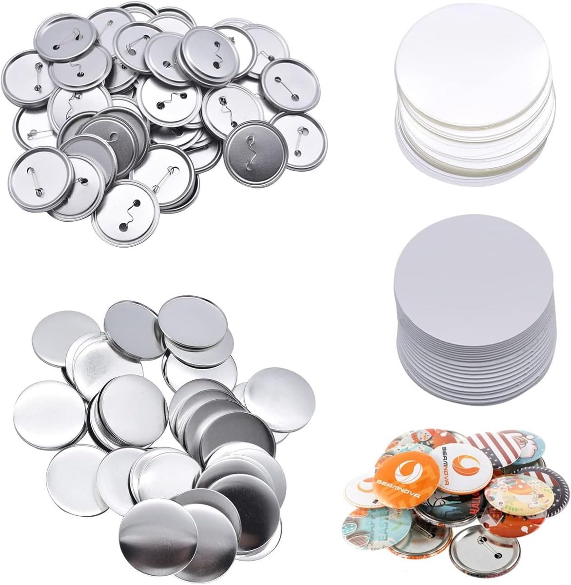 Set van 100 buttons zelf maken, buttonblanks, DIY Pins Buttons Design EEN badge, buttonset met pin, voor knutselhandwerk en ambachtelijke activiteiten (58 mm/2,25 inch)